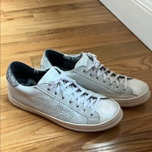P448 Women’s White and Silver Low-Top Sneakers
